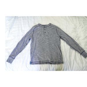 JACK SPADE Men’s Sm/P Long-Sleeve Henley Shirt, Blue & White Stiped